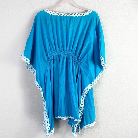 Gretchen Scott Blue Tunic Mini Beach Dress Swimsuit Coverup Size M - Picture 2 of 9
